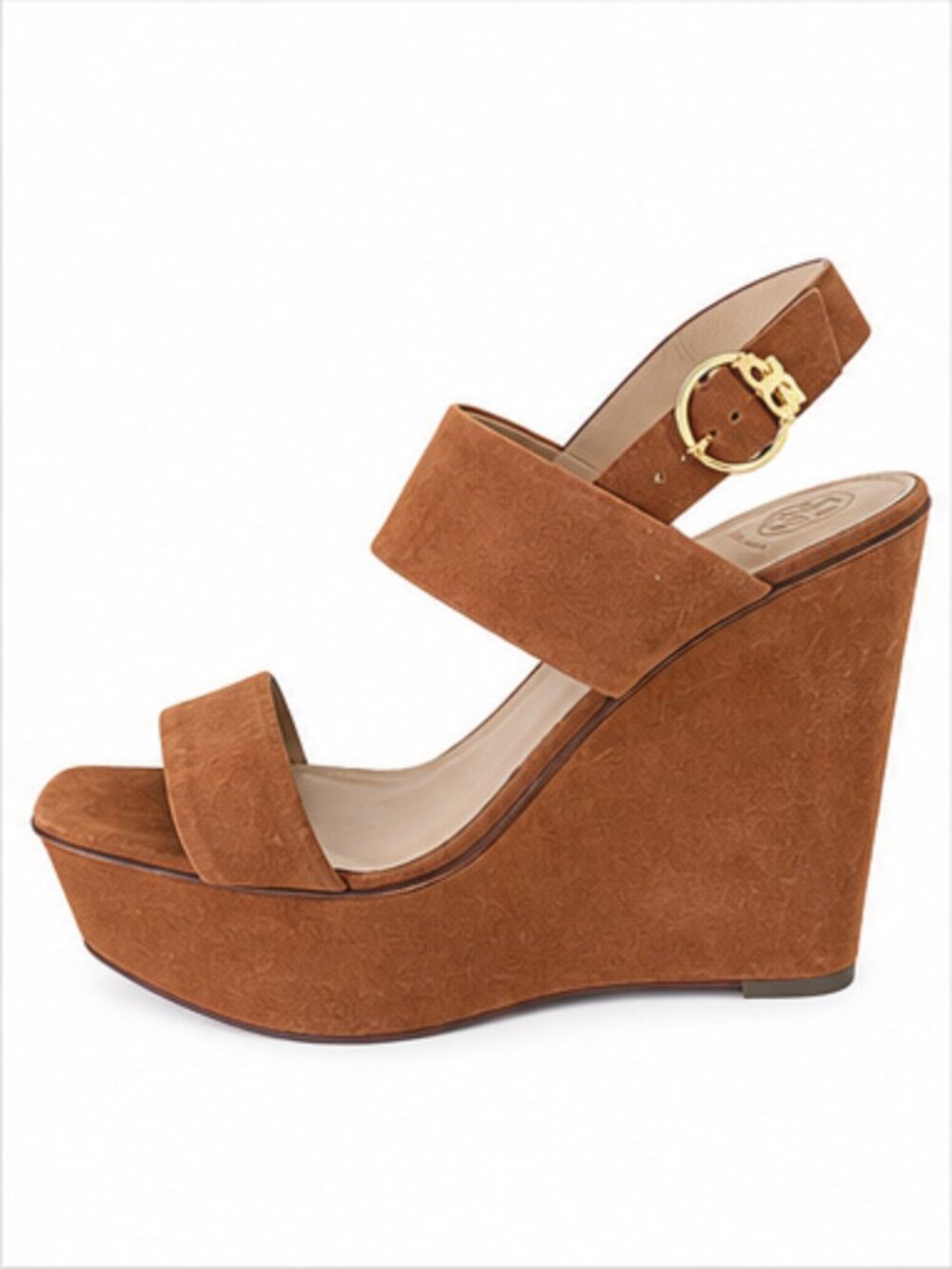 Tory Burch Cognac Suede Wedges Size 11 - Picture 4 of 9